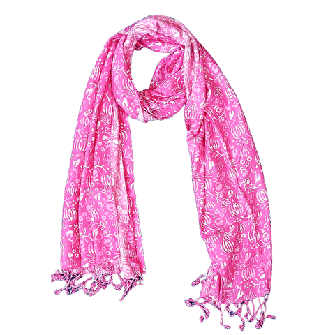 India Scarves Women's Viscose Geoi Design Red,Green,white and green colour Fragrance Stole, 75 Cm x 185 Cm, With Free Hanger