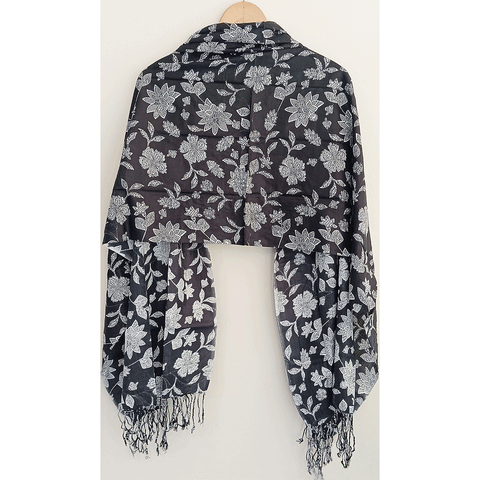 India Scarves Women's Viscose Geoi Design Red,Green,white and green colour Fragrance Stole, 75 Cm x 185 Cm, With Free Hanger