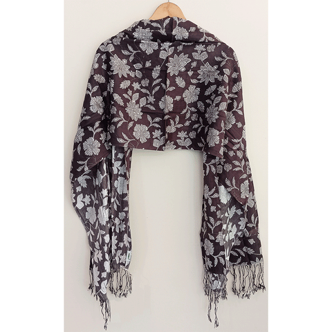 India Scarves Women's Viscose Geoi Design Red,Green,white and green colour Fragrance Stole, 75 Cm x 185 Cm, With Free Hanger