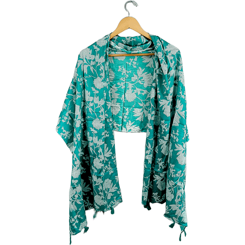 India Scarves Women's Viscose Geoi Design Red,Green,white and green colour Fragrance Stole, 75 Cm x 185 Cm, With Free Hanger