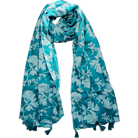 India Scarves Women's Viscose Geoi Design Red,Green,white and green colour Fragrance Stole, 75 Cm x 185 Cm, With Free Hanger