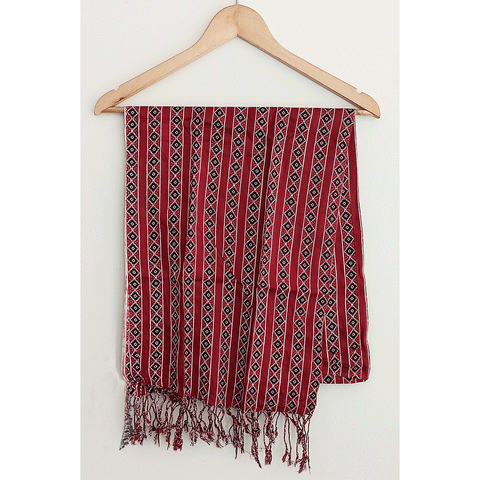 India Scarves Women's Viscose Geoi Design Red,Green,white and green colour Fragrance Stole, 75 Cm x 185 Cm, With Free Hanger