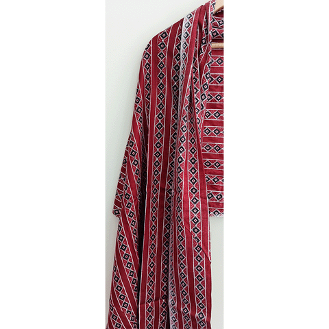 India Scarves Women's Viscose Geoi Design Red,Green,white and green colour Fragrance Stole, 75 Cm x 185 Cm, With Free Hanger