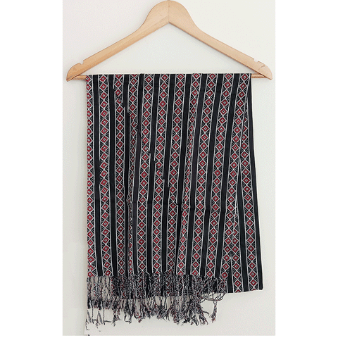 India Scarves Women's Viscose Geoi Design Red,Green,white and green colour Fragrance Stole, 75 Cm x 185 Cm, With Free Hanger