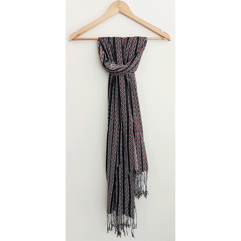 India Scarves Women's Viscose Geoi Design Red,Green,white and green colour Fragrance Stole, 75 Cm x 185 Cm, With Free Hanger