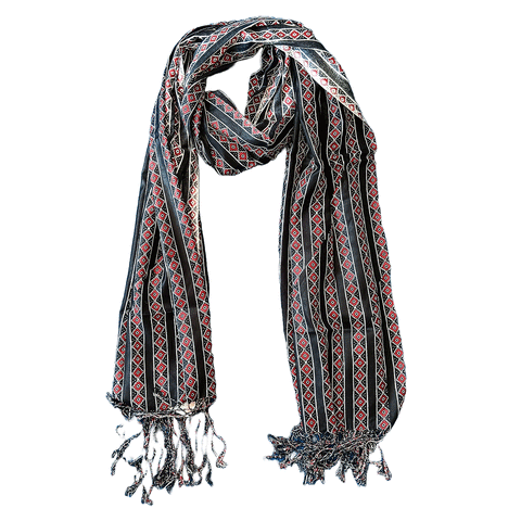 India Scarves Women's Viscose Geoi Design Red,Green,white and green colour Fragrance Stole, 75 Cm x 185 Cm, With Free Hanger