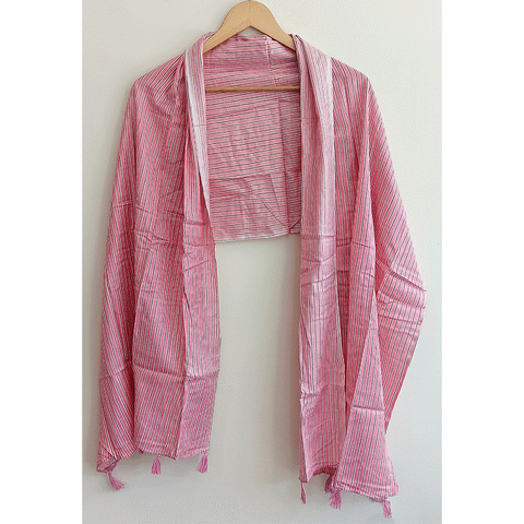 India Scarves Women's Viscose Geoi Design Red,Green,white and green colour Fragrance Stole, 75 Cm x 185 Cm, With Free Hanger