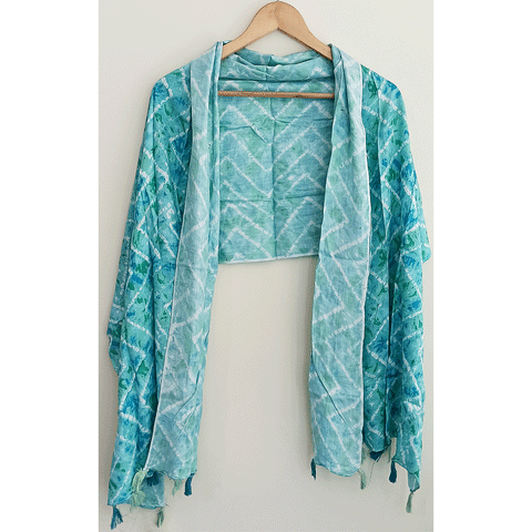 India Scarves Women's Viscose Geoi Design Red,Green,white and green colour Fragrance Stole, 75 Cm x 185 Cm, With Free Hanger