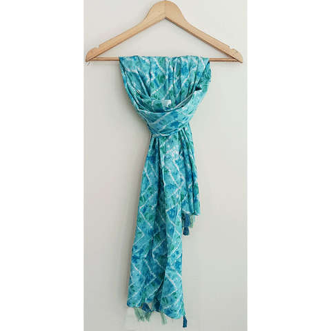 India Scarves Women's Viscose Geoi Design Red,Green,white and green colour Fragrance Stole, 75 Cm x 185 Cm, With Free Hanger