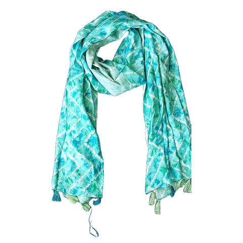 India Scarves Women's Viscose Geoi Design Red,Green,white and green colour Fragrance Stole, 75 Cm x 185 Cm, With Free Hanger