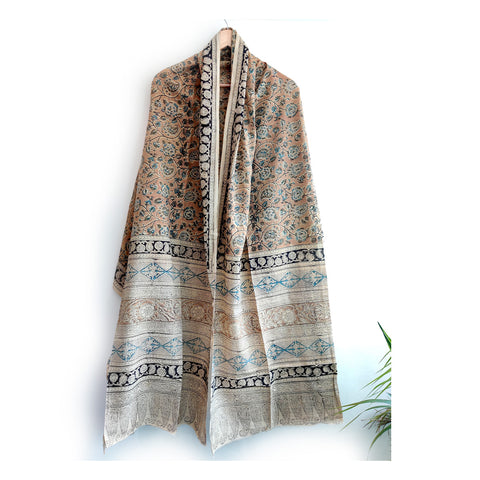 Kalamkari Hand Block Printed Pure Cotton Dupatta