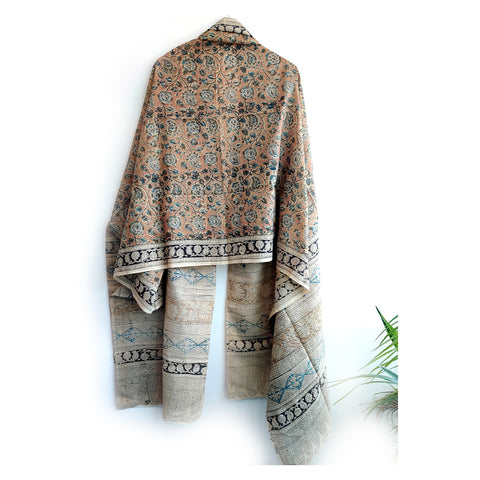 Kalamkari Hand Block Printed Pure Cotton Dupatta