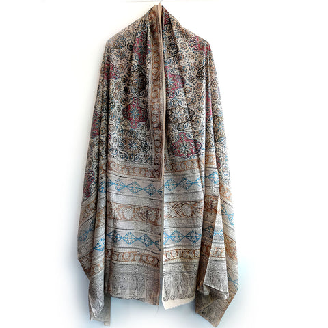 Kalamkari Hand Block Printed Pure Cotton Dupatta
