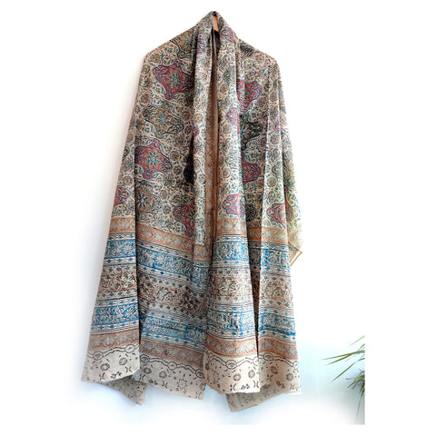 Kalamkari Hand Block Printed Pure Cotton Dupatta