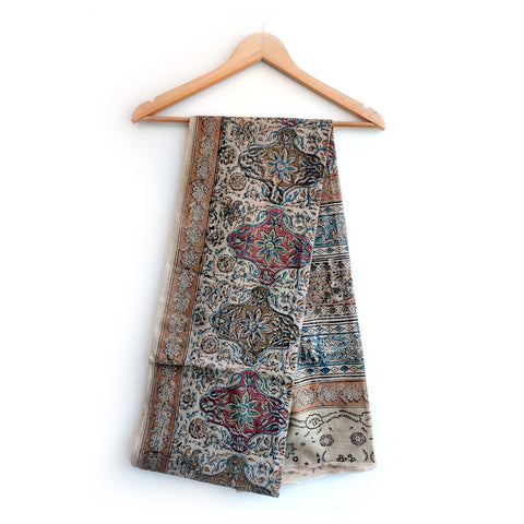 Kalamkari Hand Block Printed Pure Cotton Dupatta