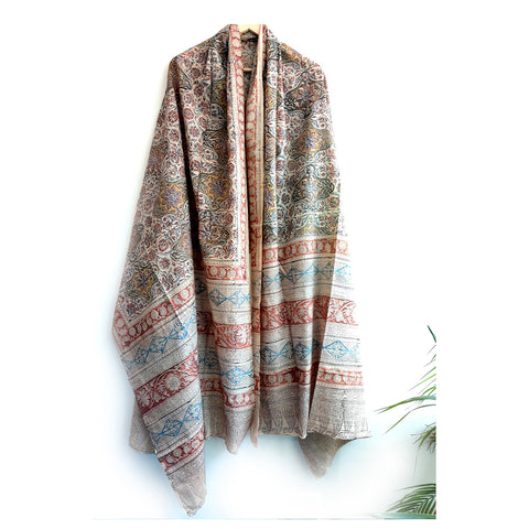 Kalamkari Hand Block Printed Pure Cotton Dupatta