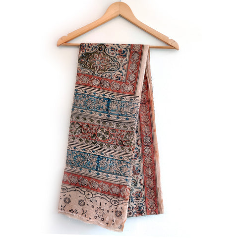 Kalamkari Hand Block Printed Pure Cotton Dupatta
