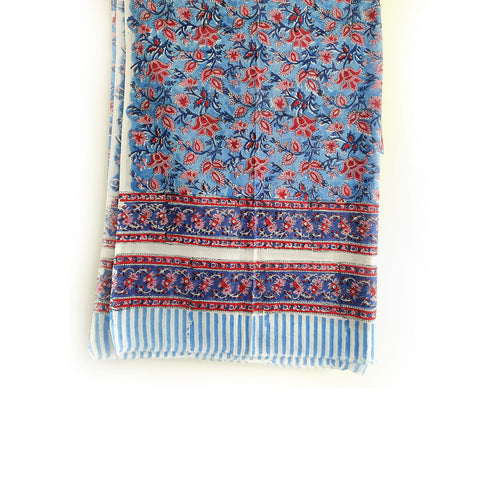 Baagru Hand Block Printed Cotton Mulmul Dark Blue Dupatta 115X225 Cm