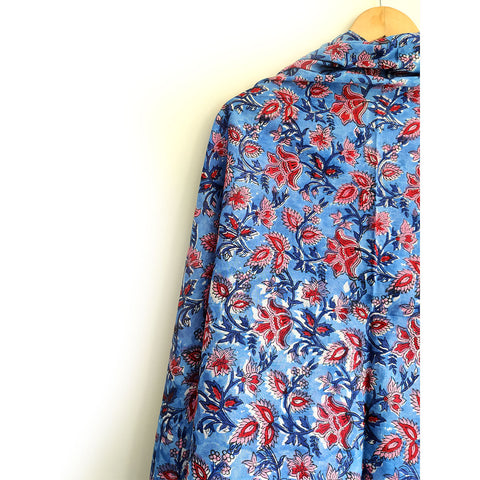 Baagru Hand Block Printed Cotton Mulmul Dark Blue Dupatta 115X225 Cm