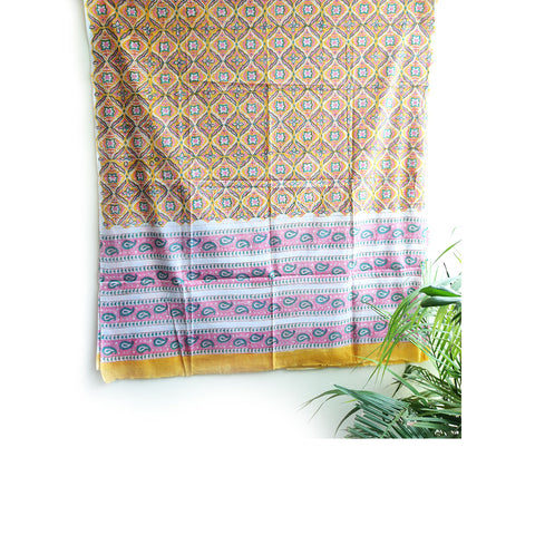 Baagru Hand Block Printed Cotton Mulmul Dupatta 115X225 Cm