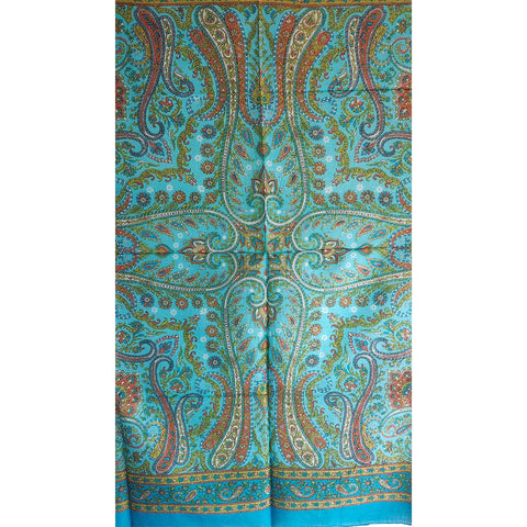Azure Paisley 100% Cotton Square Scarf (100x100cm)