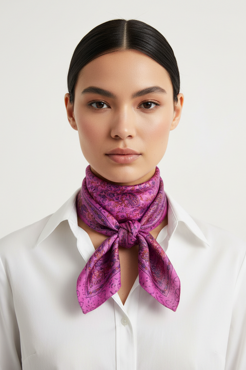 Handcrafted Marble Print Silk Bandana 50x50cm | Abstract Swirl Square Scarf — ISVSCS1AA