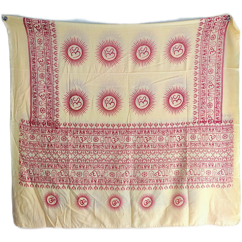 Ivory Om Sun Mandala print rayon sarong - full flat view