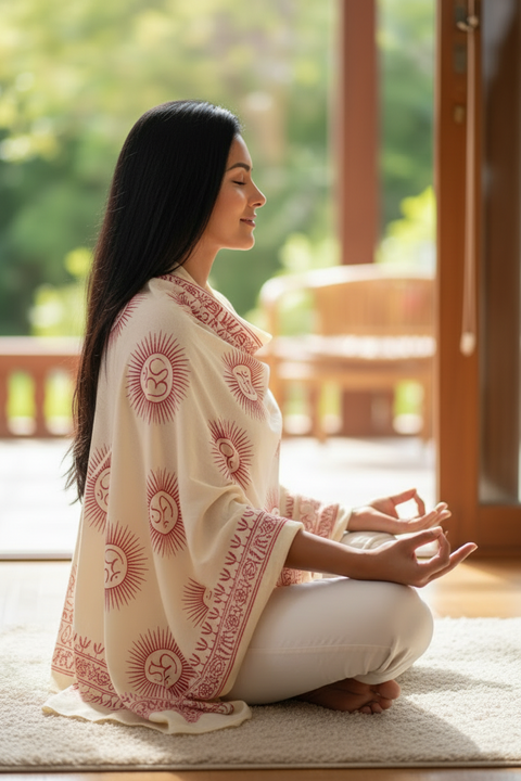 Ivory Om Sun Mandala Print Rayon Sarong