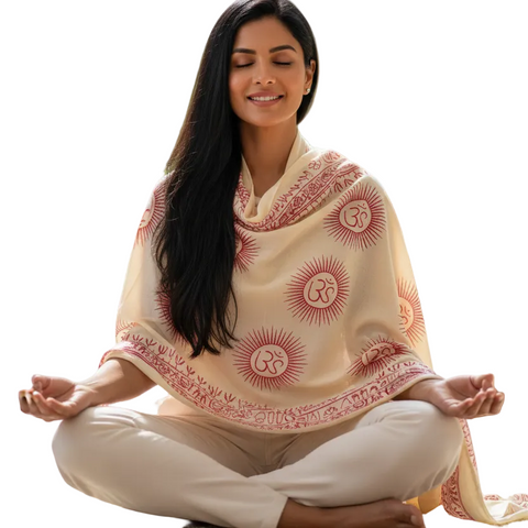 Ivory Om Sun Mandala Print Rayon Sarong