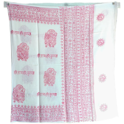 White Ganesh print rayon sarong - draped worn view
