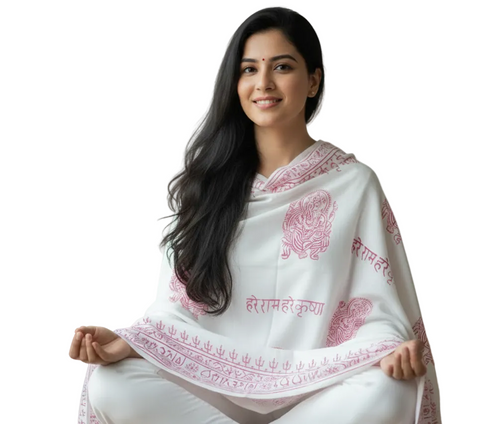 White Ganesh Print Rayon Sarong