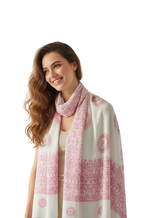 White Om Sun Mandala Print Rayon Sarong