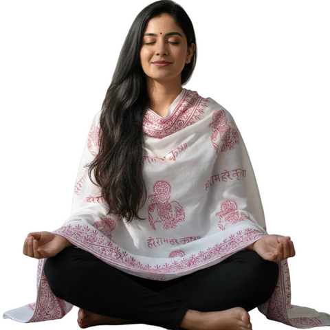 Ice Blue Hanuman Print Rayon Sarong