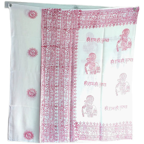 Ice Blue Hanuman print rayon sarong - draped worn view