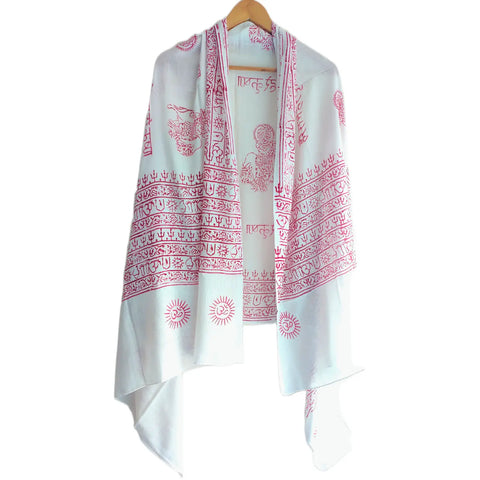 Ice Blue Hanuman print rayon sarong - border and print close-up
