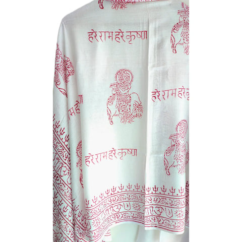 Ice Blue Hanuman print rayon sarong - draped worn view