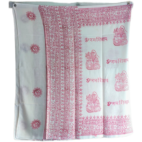 White Shiva print rayon sarong - draped worn view