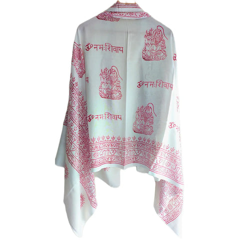 White Shiva print rayon sarong - draped worn view