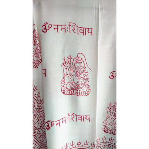 White Shiva print rayon sarong - border and print close-up