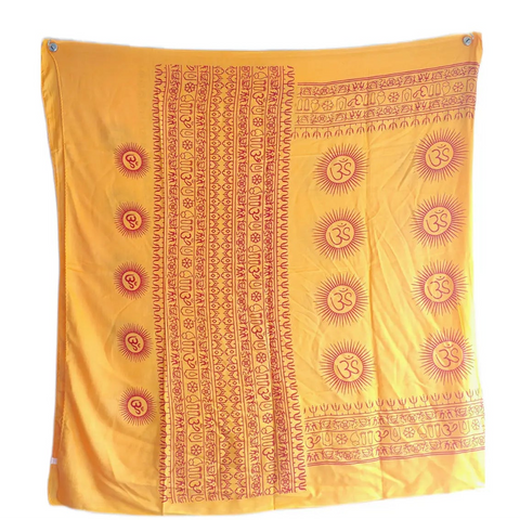Mustard Yellow Om Sun Mandala Print Rayon Sarong