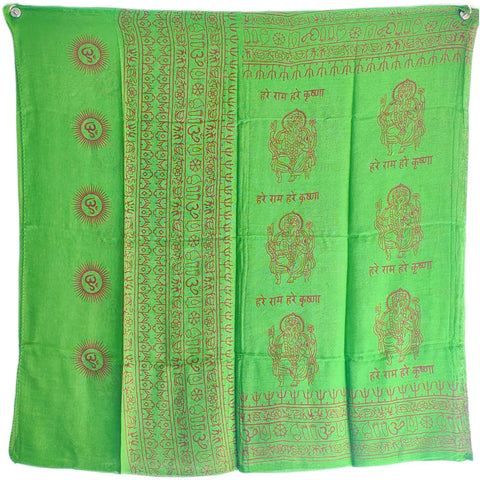Emerald Green Ganesh print rayon sarong - draped worn view