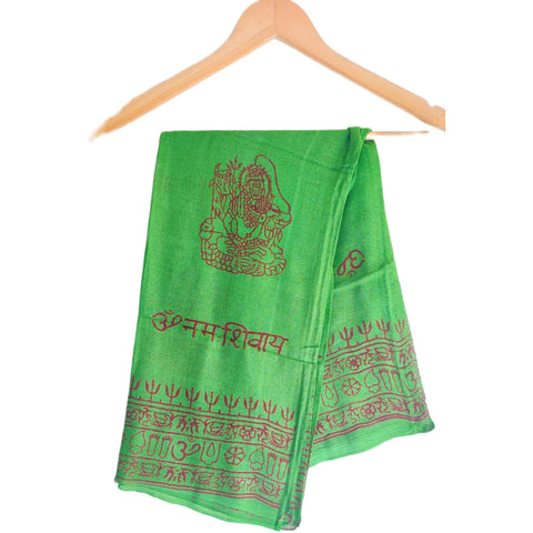 Sea Green Shiva print rayon sarong - full flat view