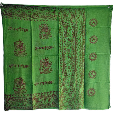 Sea Green Shiva print rayon sarong - draped worn view