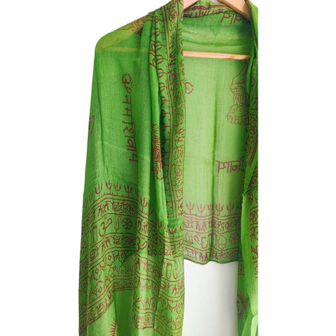 Sea Green Shiva print rayon sarong - full flat view