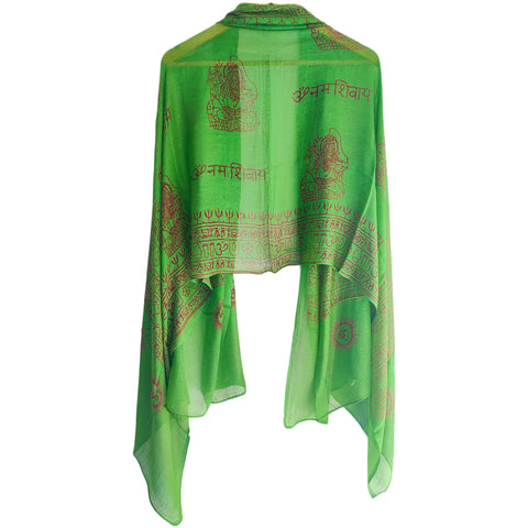 Sea Green Shiva print rayon sarong - draped worn view