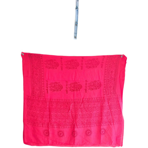 Hot Pink Ganesh print rayon sarong - full flat view