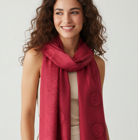 Raspberry Pink Om Sun Mandala Print Rayon Sarong