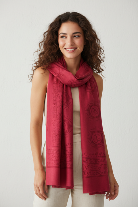 Raspberry Pink Om Sun Mandala Print Rayon Sarong