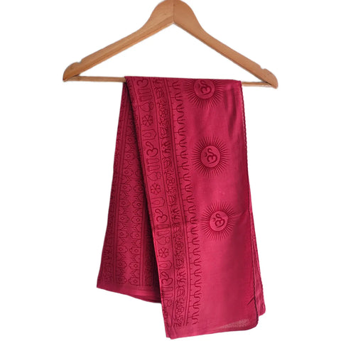 Fuchsia Pink Om Sun Mandala print rayon sarong - full flat view