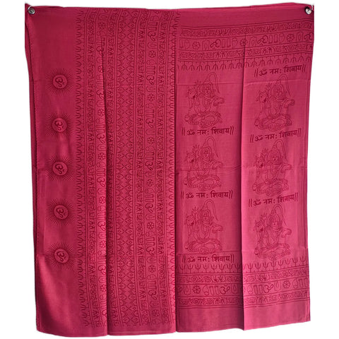 Fuchsia Pink Om Sun Mandala print rayon sarong - draped worn view
